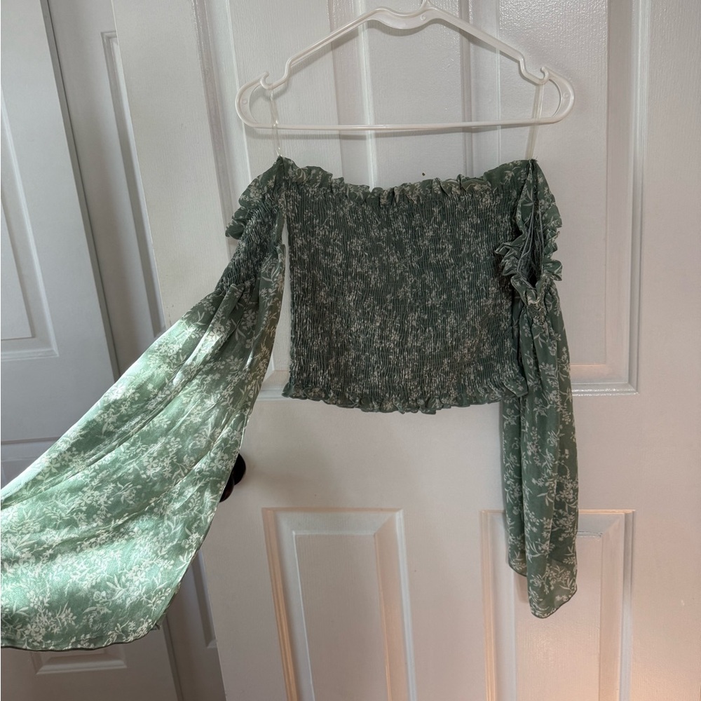 Windsor Green Floral Off-Shoulder Blouse